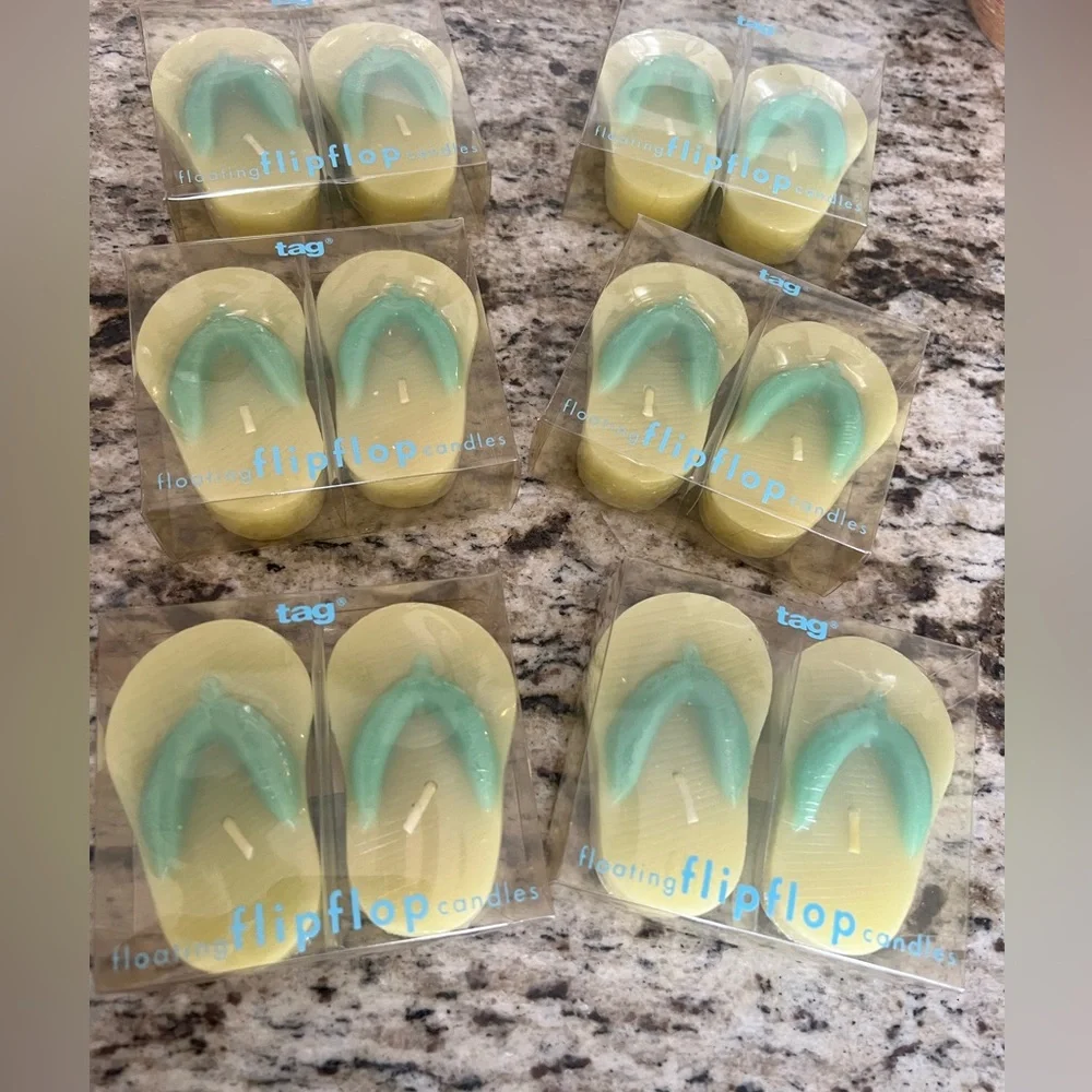 12 Tag Floating Flip Flop Candles - Yellow and Teal